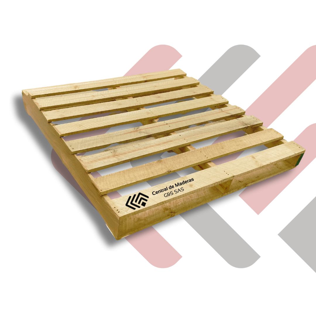 Estiba de madera 120x120 cm para operaciones logísticas y manejo de carga